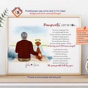 Pet memorial Print, Memorial Gift, Personalized Dog Memorial Gift,Dog Owner,Dog Lover Gift, Custom Dog Portrait,Pets & Family Memorial Print