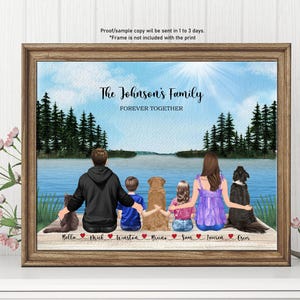 Custom Family Gift, Personalized Family Print, Family Portrait, Christmas Gift to Family, Family wall art,Family with Pet,Big Sitting Family