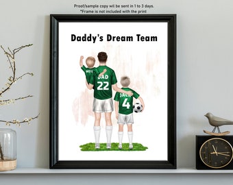 Personalised Football Father's Day Poster, Custom Football Print, Personalised Dad Gift,Dad and Kids Football Team Gift,Football Gift to Dad