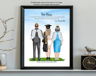 Personalized College GRADUATION FAMILY Print-custom Graduate Girl With  Parents-graduation Family Portrait-gift for Graduate-mom Daughter Dad - Etsy
