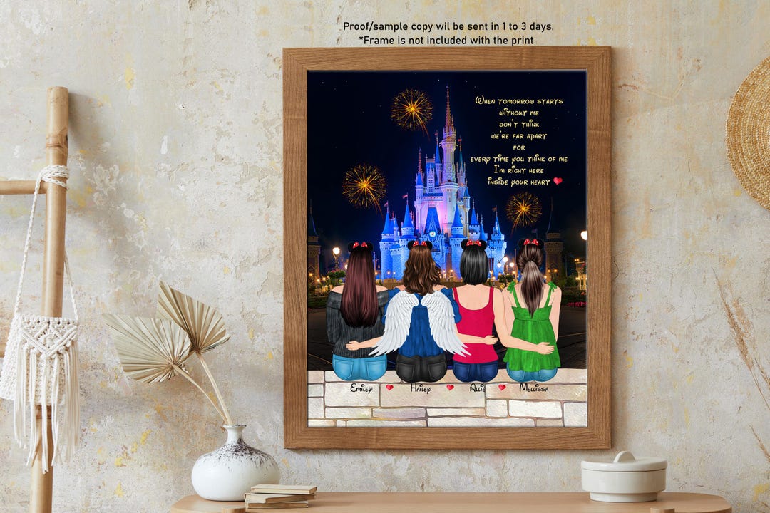 Personalized Friend Memorial With Disney Background, Gift for Loss of  Friend, Memorial Print, Friend in Heaven,disney Memories,sympathy Gift  - Main Image