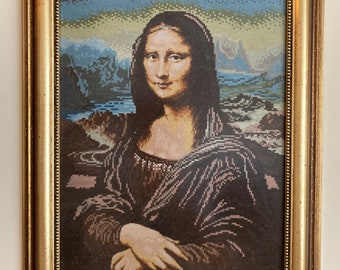 Mona Lisa | Embroidered and framed wall art | Finished embroidery art | Handmade tapestry | Wall décor | Gobelin tapestry | Petit point