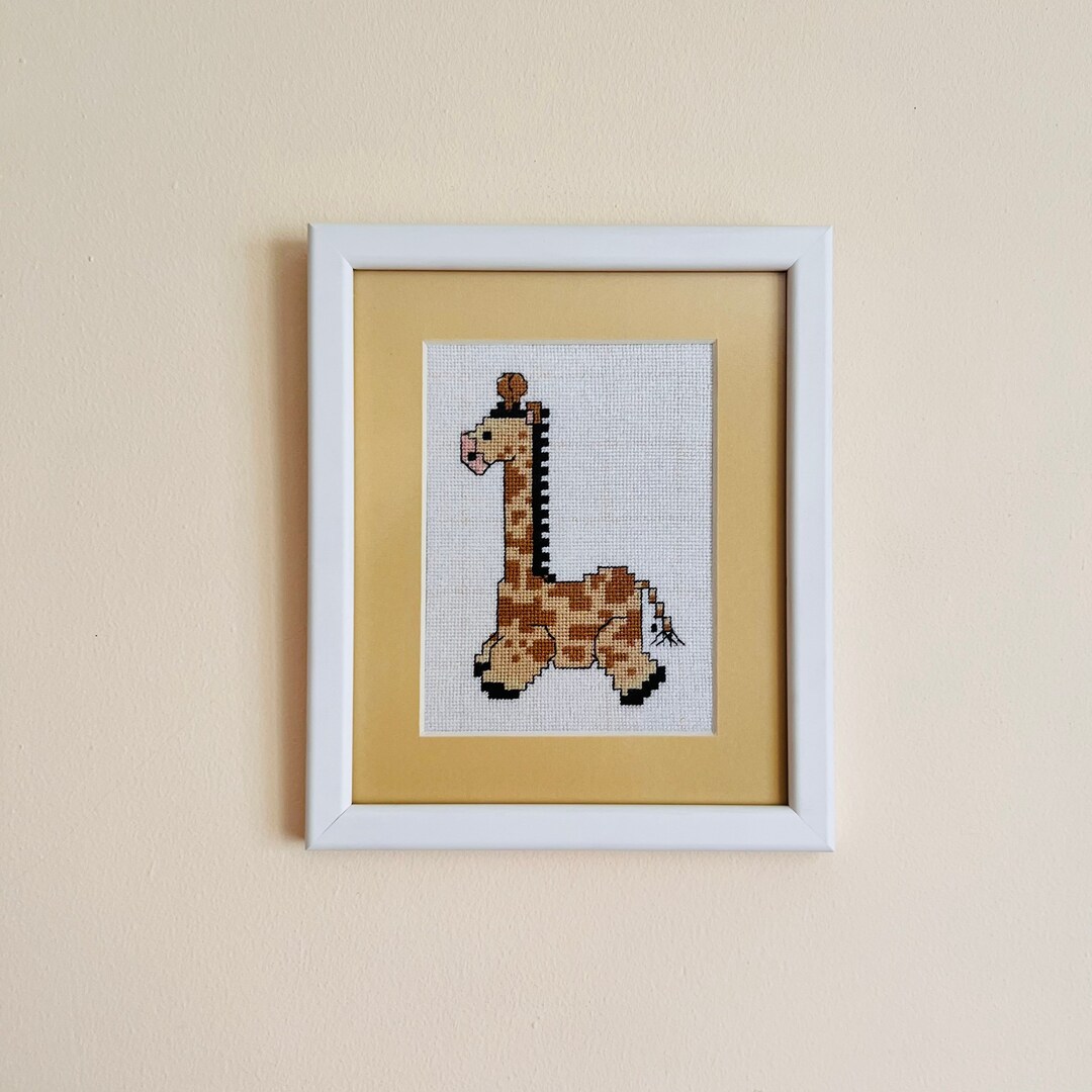 Nursery Giraffe Wall Hanging Finished Animal Needlepoint Art Etsy
