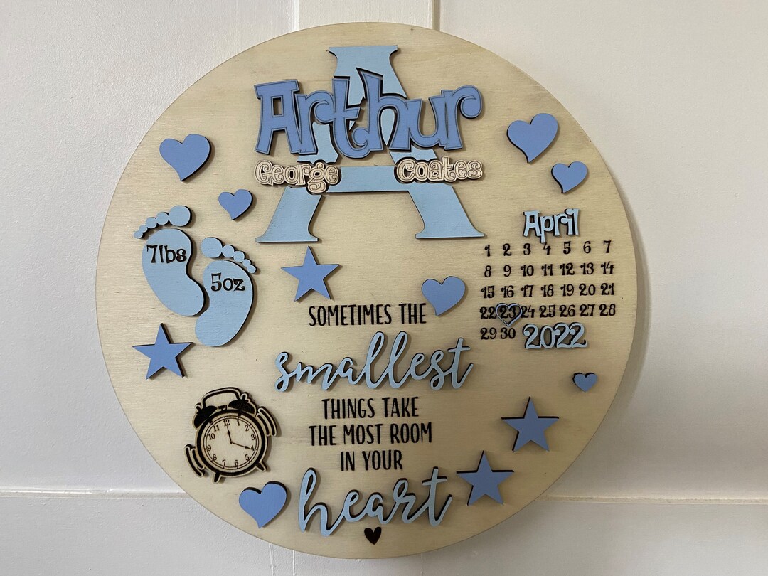 Personalized Wooden Nursery Wall Decor Custom Baby Birth Arrival Sign Perfect Newborn Photo Prop