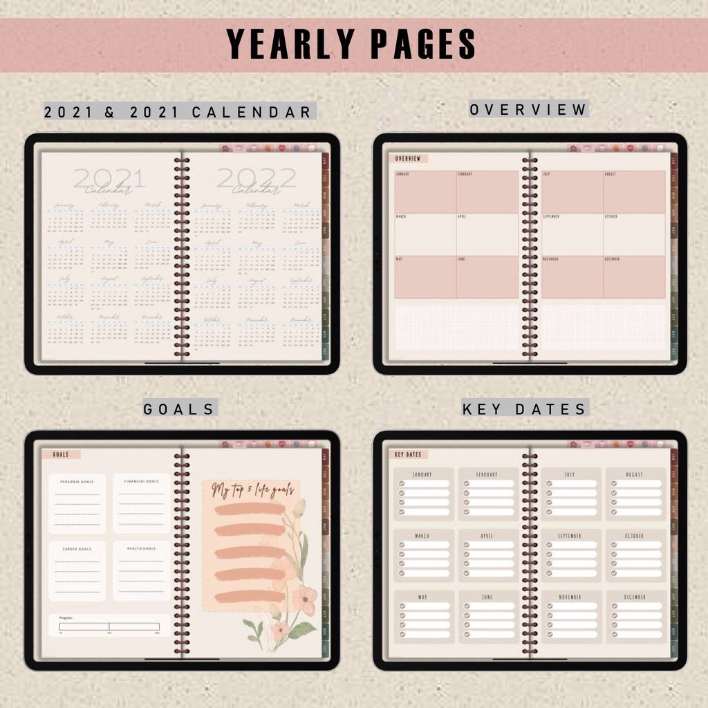 UNDATED Digital Planner With Hyperlinked Tabs for Goodnotes - Etsy