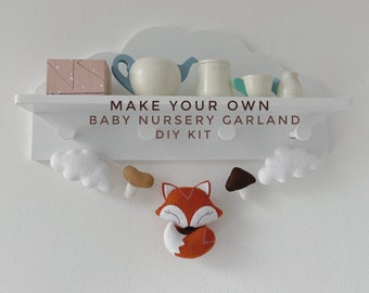 Make your own felt garland Baby nursery decor woodland baby shower DIY kit nursery garland baby room decoration craft kit Fox ornament