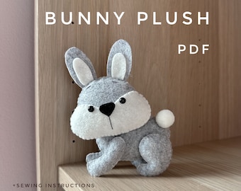 Bunny plush pdf felt pattern woodland animals ornament kawaii plush stuffed bunny ornament rabbit plushie felt animals handmade plush