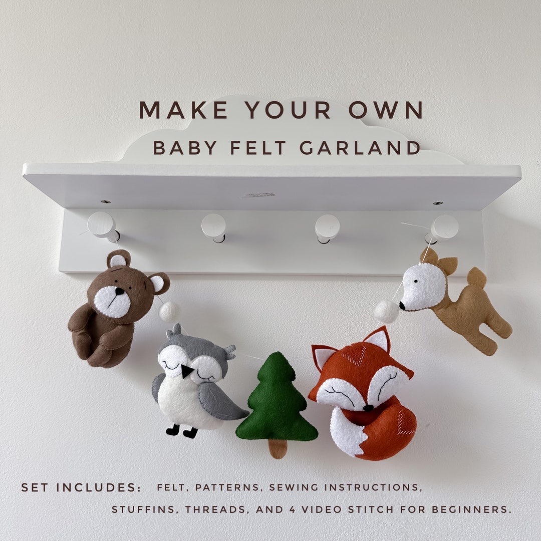 Make Your Own Baby Felt Garland DIY Kit Nursery Mobile Baby Shower ...