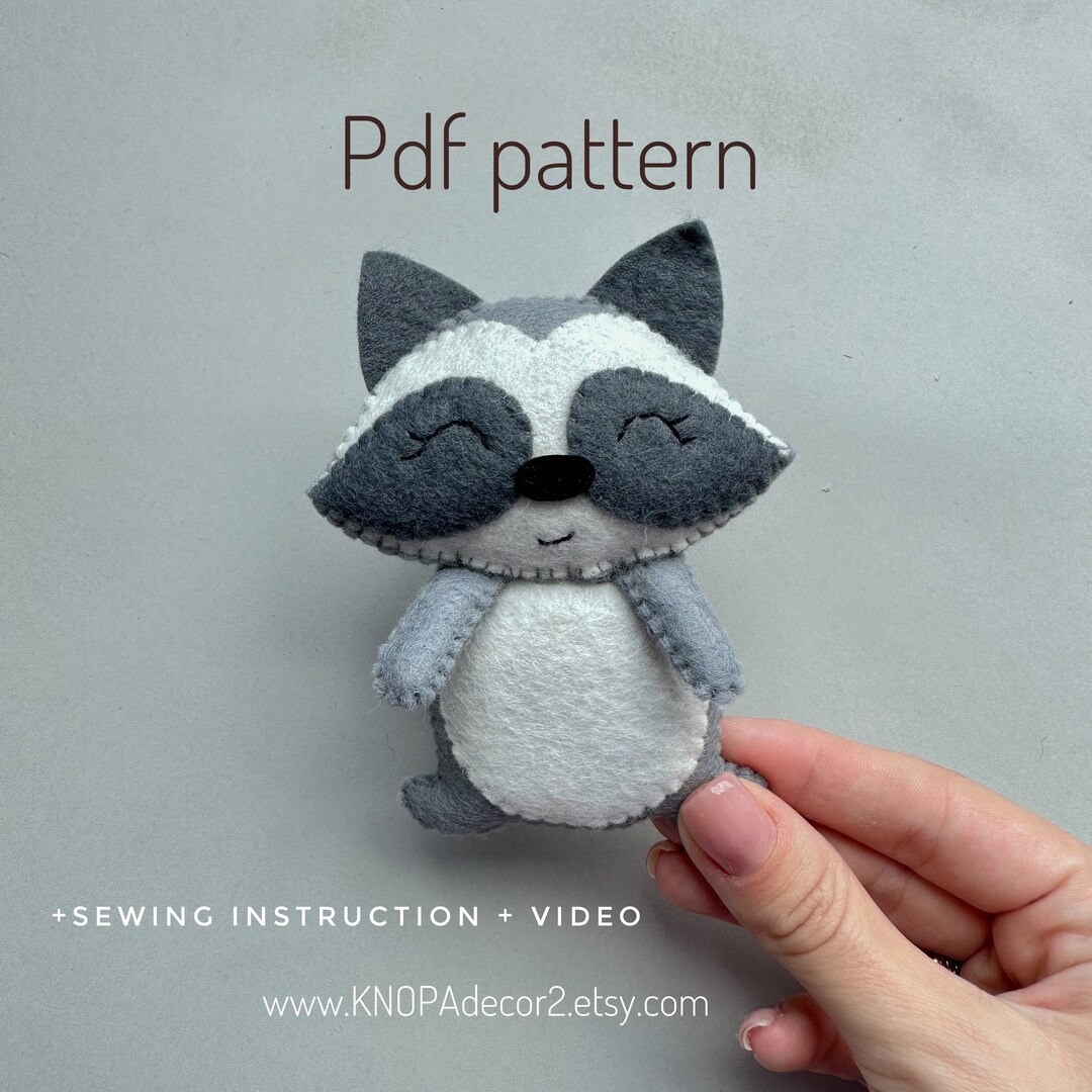 Raccoon Plush Sewing Pattern Pdf Felt Ornament Woodland Animals Pattern ...