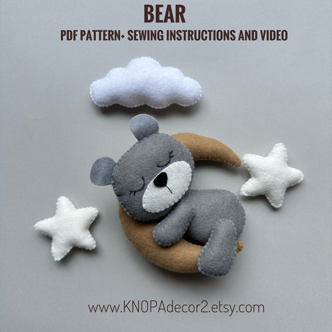 Bear Plush Pdf Pattern Woodland Animals Felt Sewing Baby Ornament Felt ...