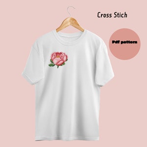 Cross stitch pattern flowers ornament peony pdf pattern  modern cross stitch and flowers cute floral chart easy miniature pattern