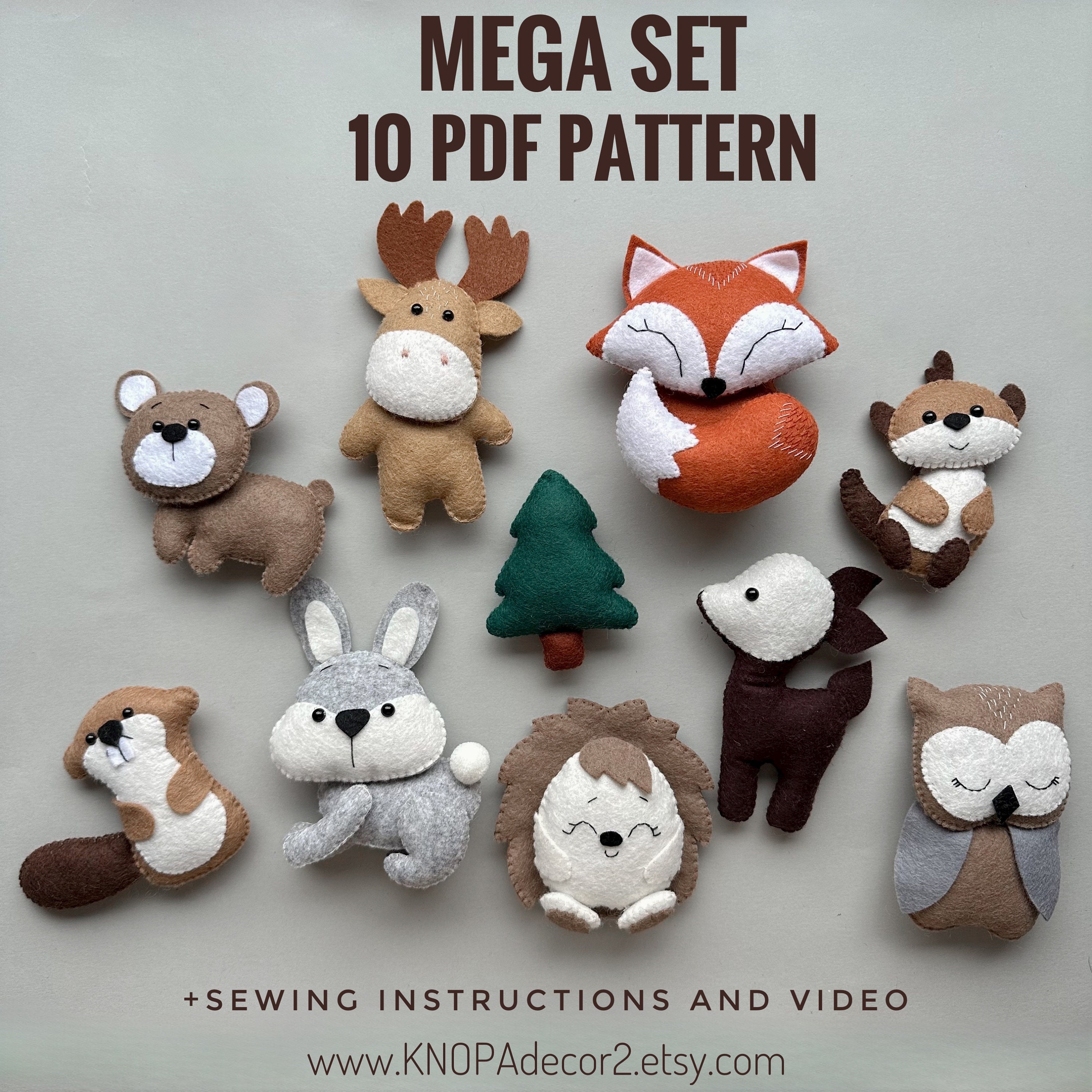 NDアミグルミ人形2体 Big Set Pdf Pattern Woodland Animals Felt Plush Pattern