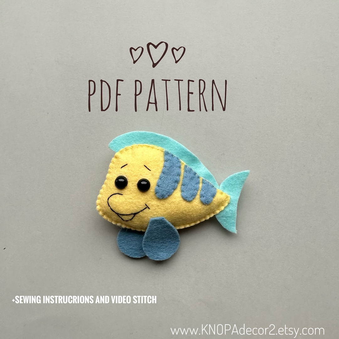 Fish Plush Pdf Pattern Felt Sewing Ornaments Under the Sea Animals ...