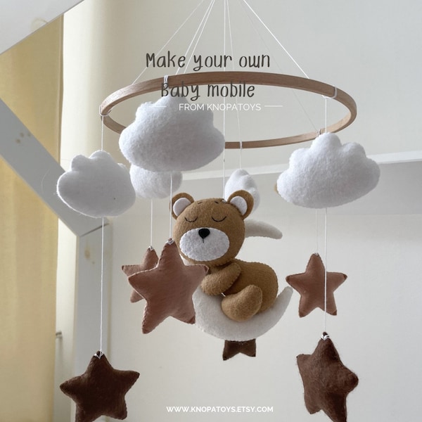 Machen Sie Ihr eigenes Baby mobile Kinderzimmer Bär Waldtier Nähen DIY Kit Krippe mobile Geschenk Baby-Dusche Filz Erwachsene Bastel-Kit