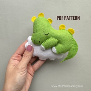 Dino plush pattern felt ornament cute dinosaur ornament handmade gifts kawaii plush cloud set funny ornament diy stuffed toy tutorial