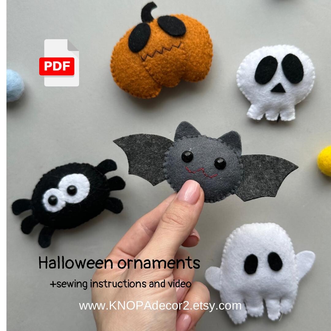 Set of 5 Pdf Felt Sewing Pattern Halloween Ornament Pumpkin Plush ...