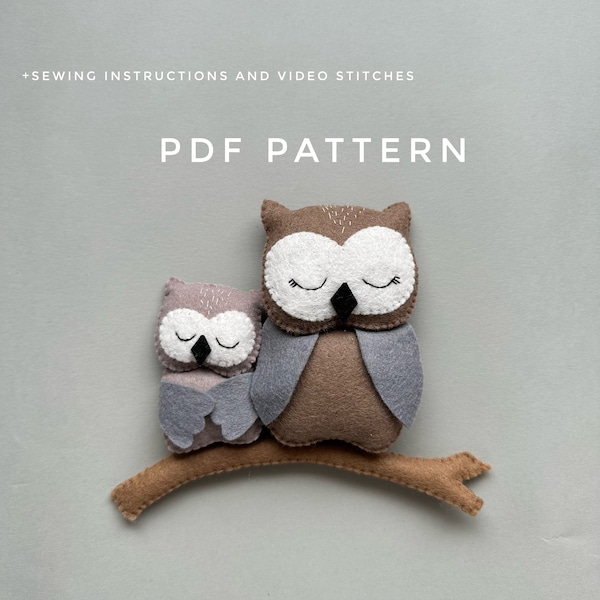 PDF pattern stuffed owl plush ornament woodland owl felt animals pattern woodland animals cute ornament baby mobile pattern plushie owl gift