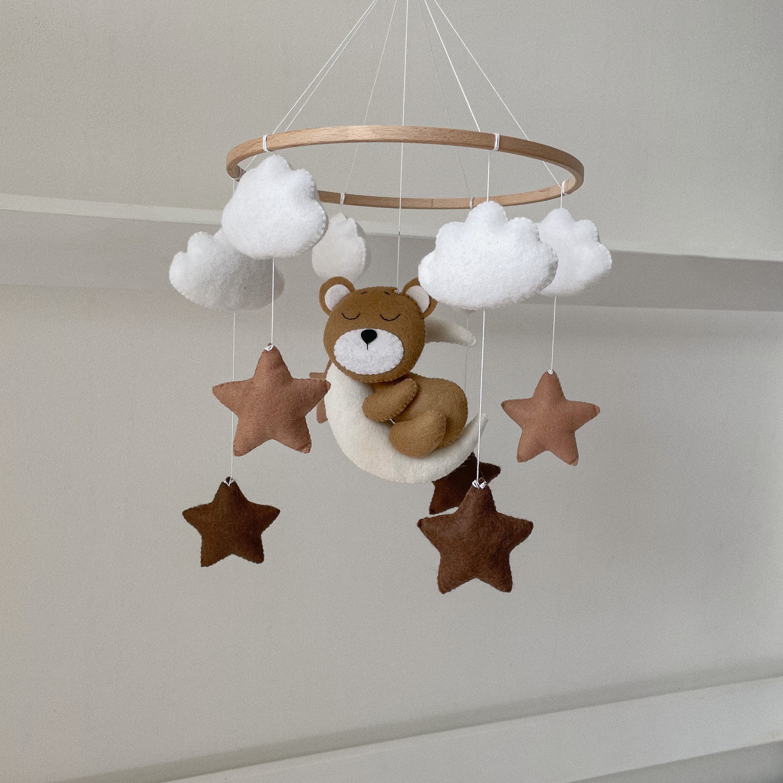 Make Your Own Baby Mobile Nursery Bear Plush Woodland Animal Sewing Diy ...