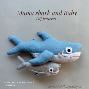 2er Set Mama Hai und Baby Ornament Filztiere Plüschtiere Plüschtiere Meertiere Kuscheltiere Kuscheltiere