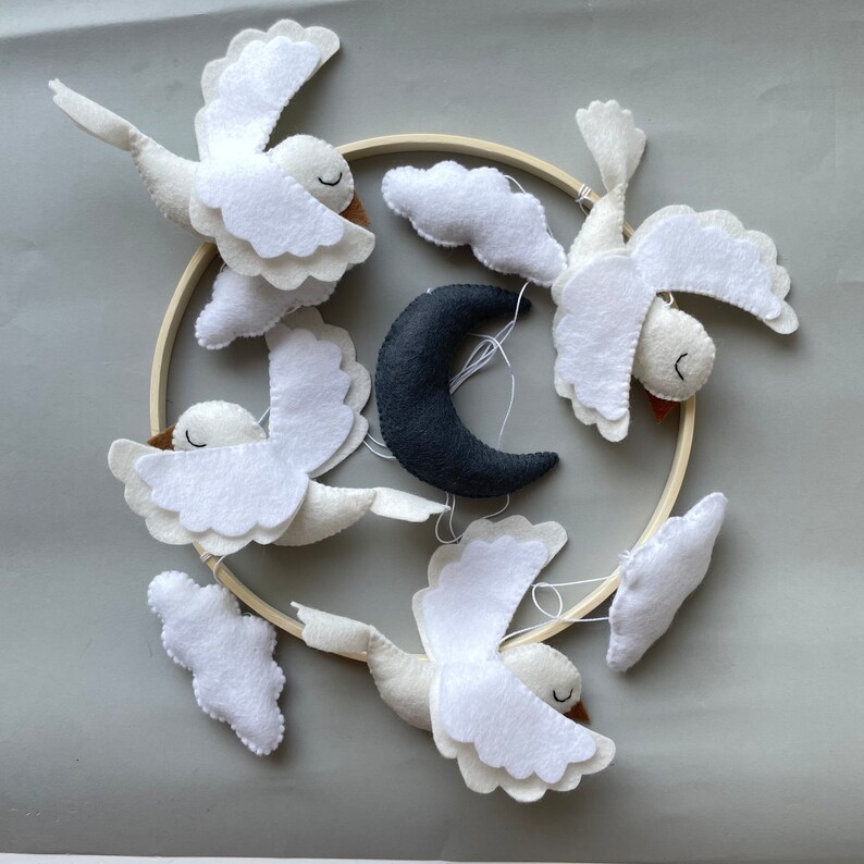 Make Your Own Baby Mobile Birds Ornament Diy Kit Crib Mobile Felt ...