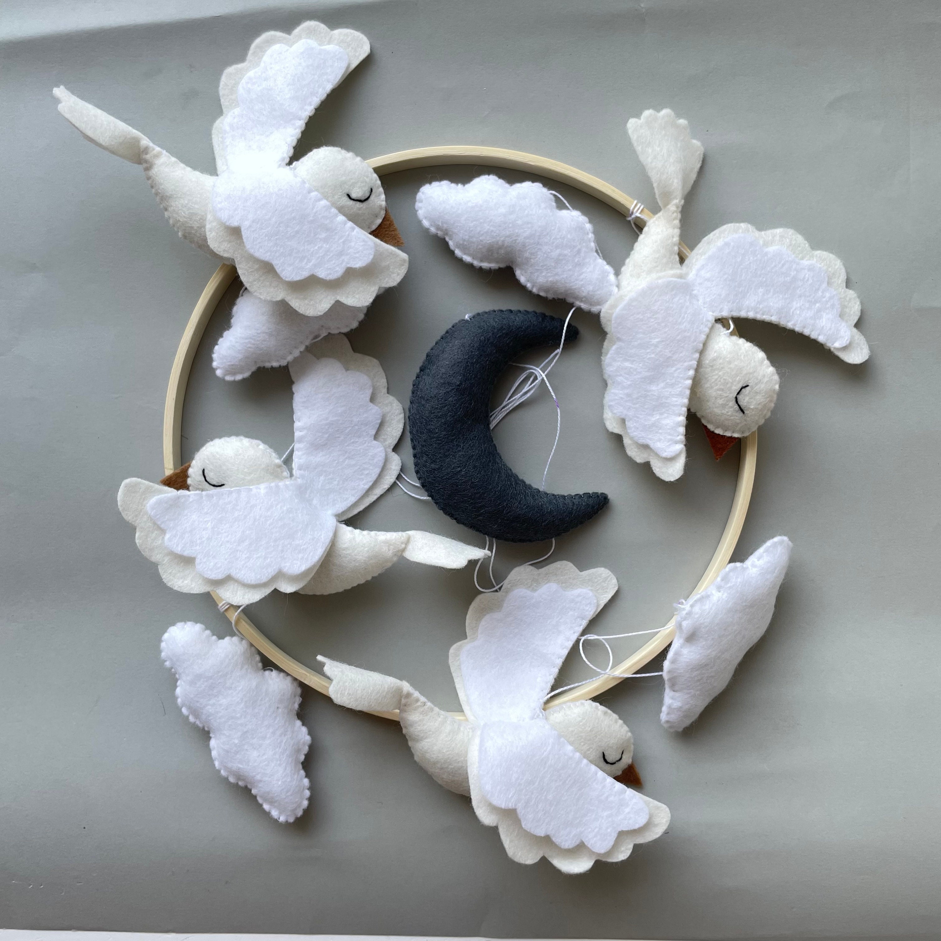 Make Your Own Baby Mobile Birds Ornament Diy Kit Crib Mobile Felt ...