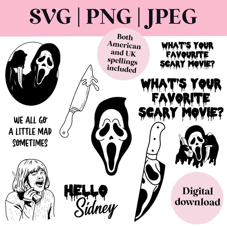 Scary Movie SVG Scream Jpeg PNG Bundle / Horror Vector / - Etsy