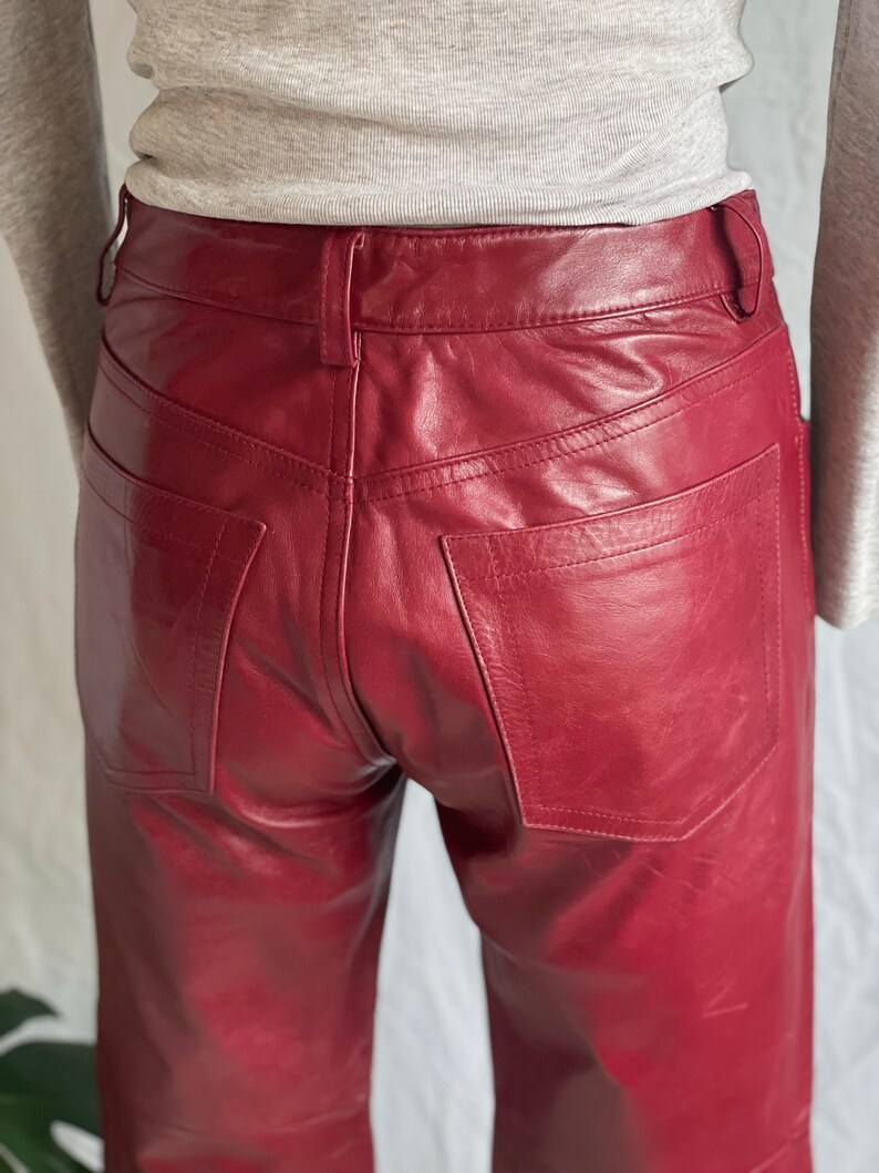 Y2K Gap Red Leather Pants Etsy