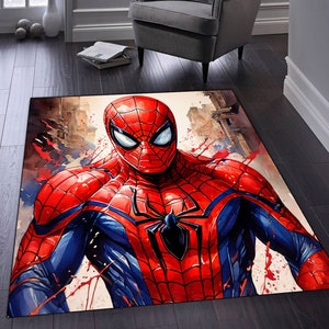 Alfombra de Spiderman, Alfombra de dibujos animados, Alfombra para habitación de niño, Alfombras para niños, Regalo para él, Regalo para ella, Alfombra lavable a máquina, Alfombra para dormitorio, Alfombra estampada, Alfombra personalizada