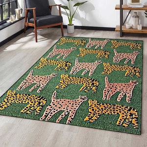 Scandinavian Wolf Rug, Woodland Theme Room Decor, William Morris Inspired Cottagecore Aesthetic Fairycore Bedroom Magical Nature Wolf Rug
