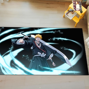 Bleach Anime Rug – Ichigo Kurosaki Room Carpet, Japanese Samurai Sword Art Mat