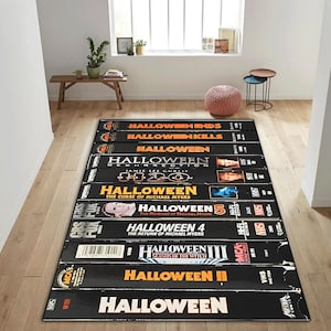 Retro Horror Movie Rug: Nostalgic VHS Style Cinema Room Decor