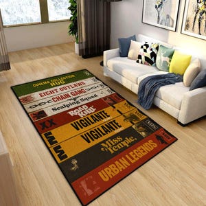 Tapis rétro pour films d'horreur : décoration de salle de cinéma nostalgique de style VHS