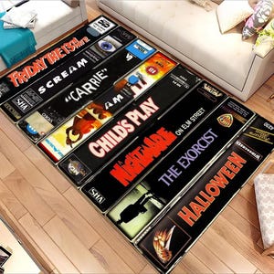 Retro Horror Film Teppich: Nostalgische VHS Style Kino Dekor