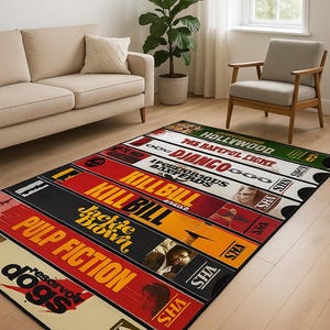 Nostalgic Retro Style Rug, Horror Movie Themed Rug, Horror Movie Rug, Movie Rug, Nostalgic Vhs Rug,Cinema Room Rug,Horror Rug,Movie Room Rug