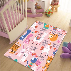 Bunter Kinder Spielzimmer Teppich, Spaß Stadt Karte Teppich mit Straßen, Tiere & Züge Lernspielmatte für Kinder,Kinderzimmer,Klassenzimmer Kleinkind Zimmer