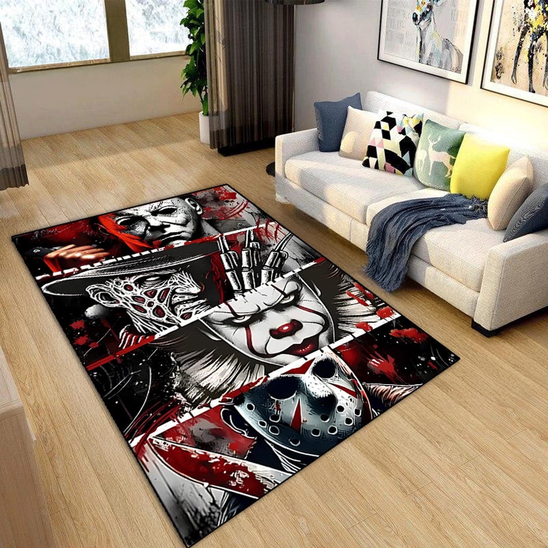 Horror Sticker Rug Horror Movie Poster Collage Rug - Halloween Decor - Etsy