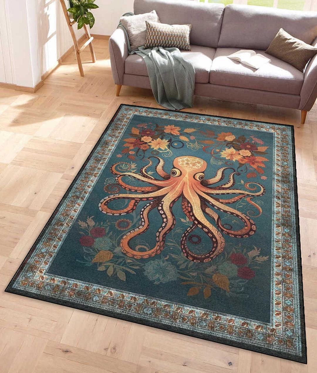 Octopus Area Rug, Beach House Decor, Gothic Home Gift - Etsy