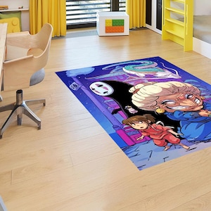 Studio Ghibli Rug: Spirited Away Anime Kids Decor,Kawaii Kids Mat