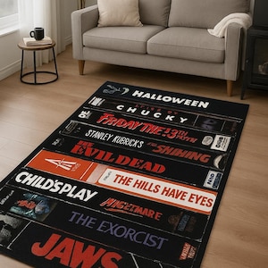Nostalgic Retro Style Rug, Horror Movie Themed Rug, Horror Movie Rug, Movie Rug, Nostalgic Vhs Rug,Cinema Room Rug,Horror Rug,Movie Room Rug