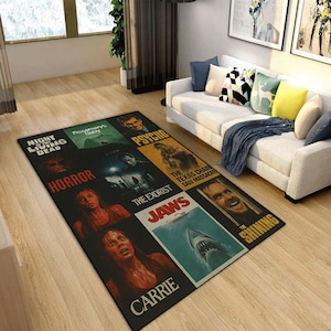 Nostalgic Retro Style Rug, Horror Movie Themed Rug, Horror Movie Rug, Movie Rug, Nostalgic Vhs Rug,Cinema Room Rug,Horror Rug,Movie Room Rug