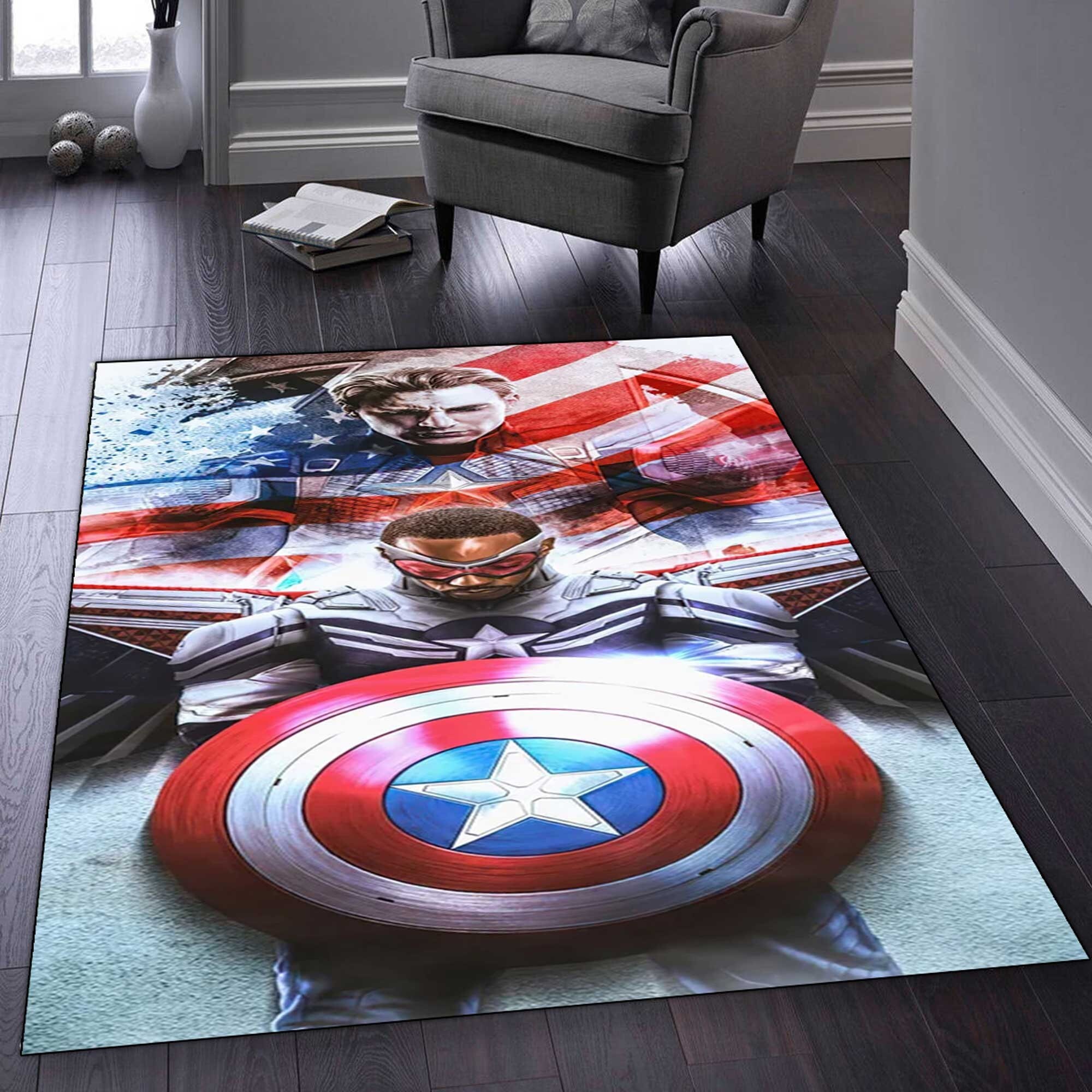 Captain America Shield,Captain America Shield Rug, Adamantium Shield,Real Looking Carpet, Decor Carpet, Boy Room Rug,Decor Rug, Gift for Him