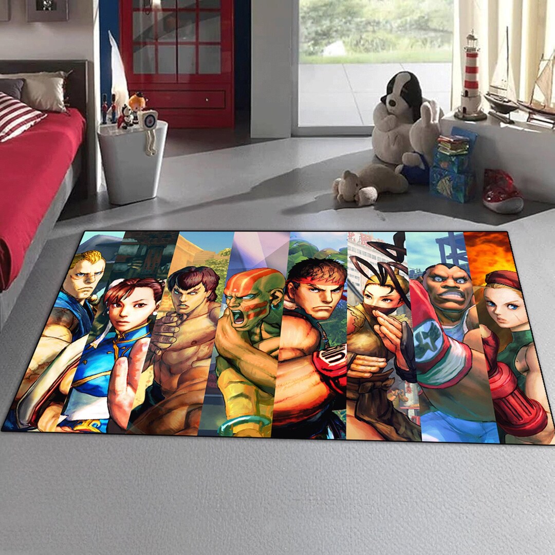 Street Fighter Arcade Game Rug, Gaming Chair Mat, Cool Gamer Room ...