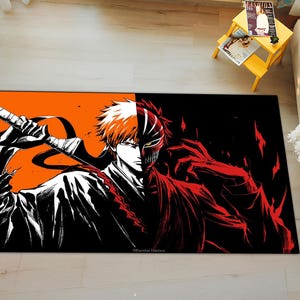 Bleach Anime Rug – Ichigo Kurosaki Room Carpet, Japanese Samurai Sword Art Mat