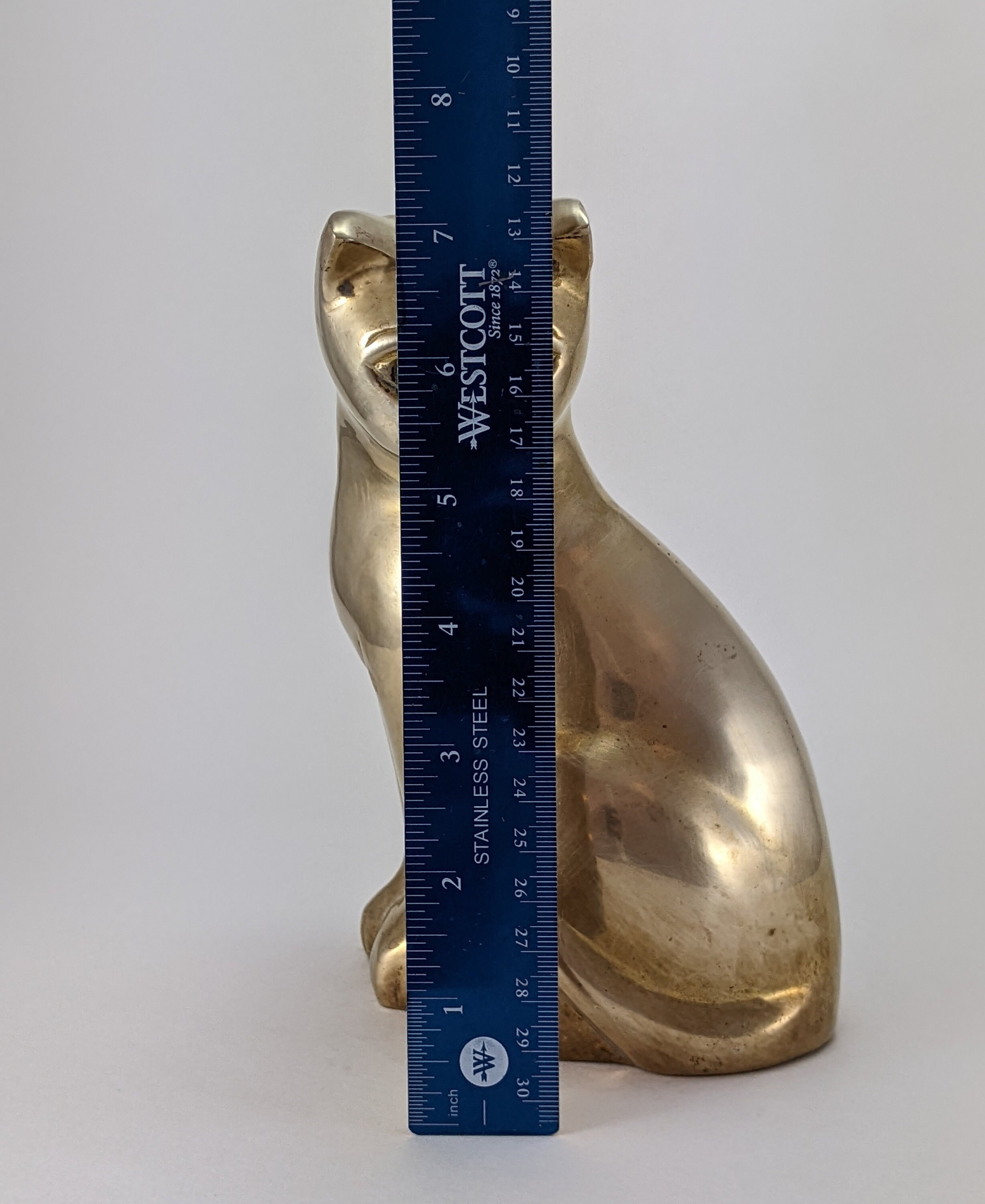 Vintage Large Brass Cat Statue Etsy