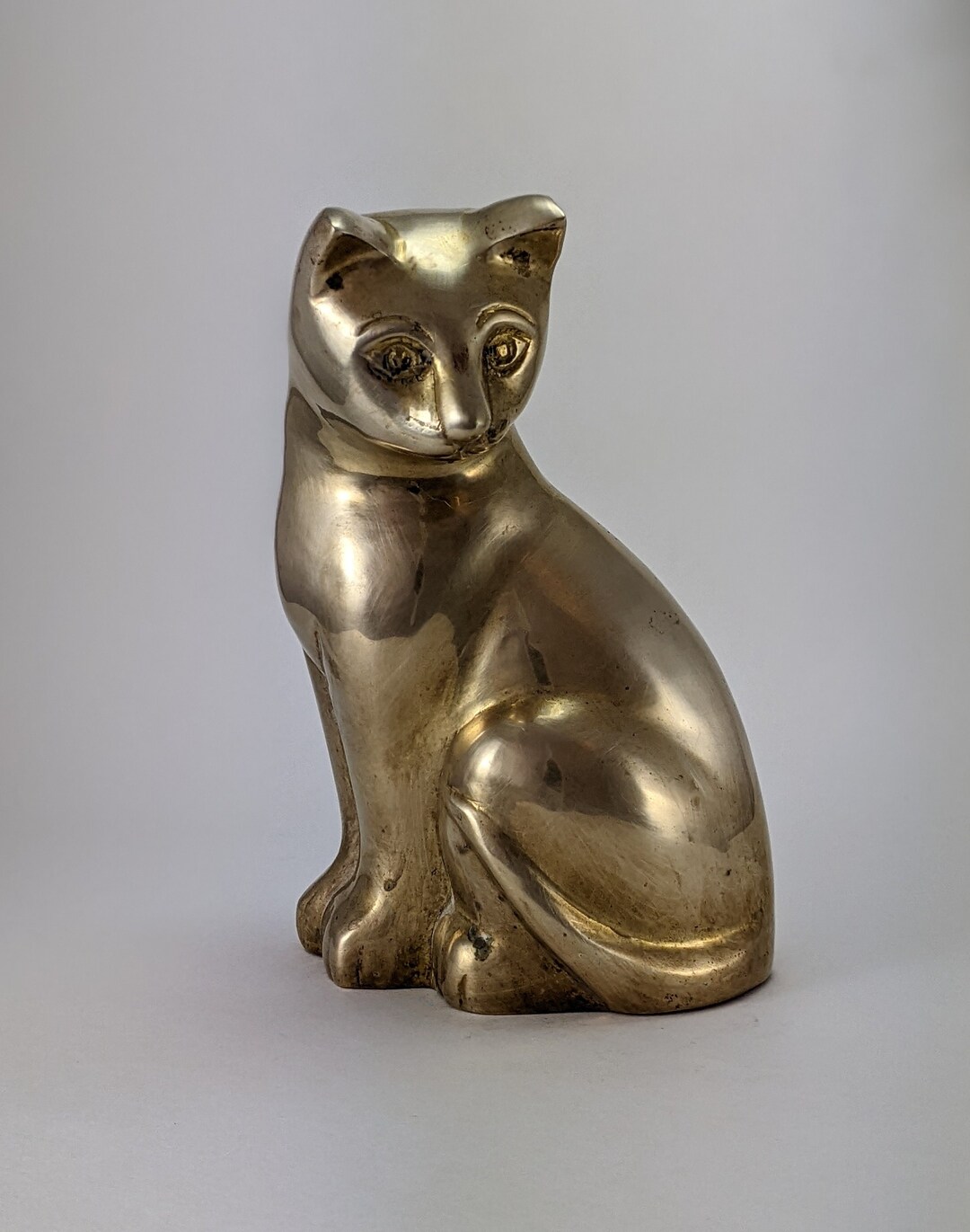 Vintage Large Brass Cat Statue Etsy