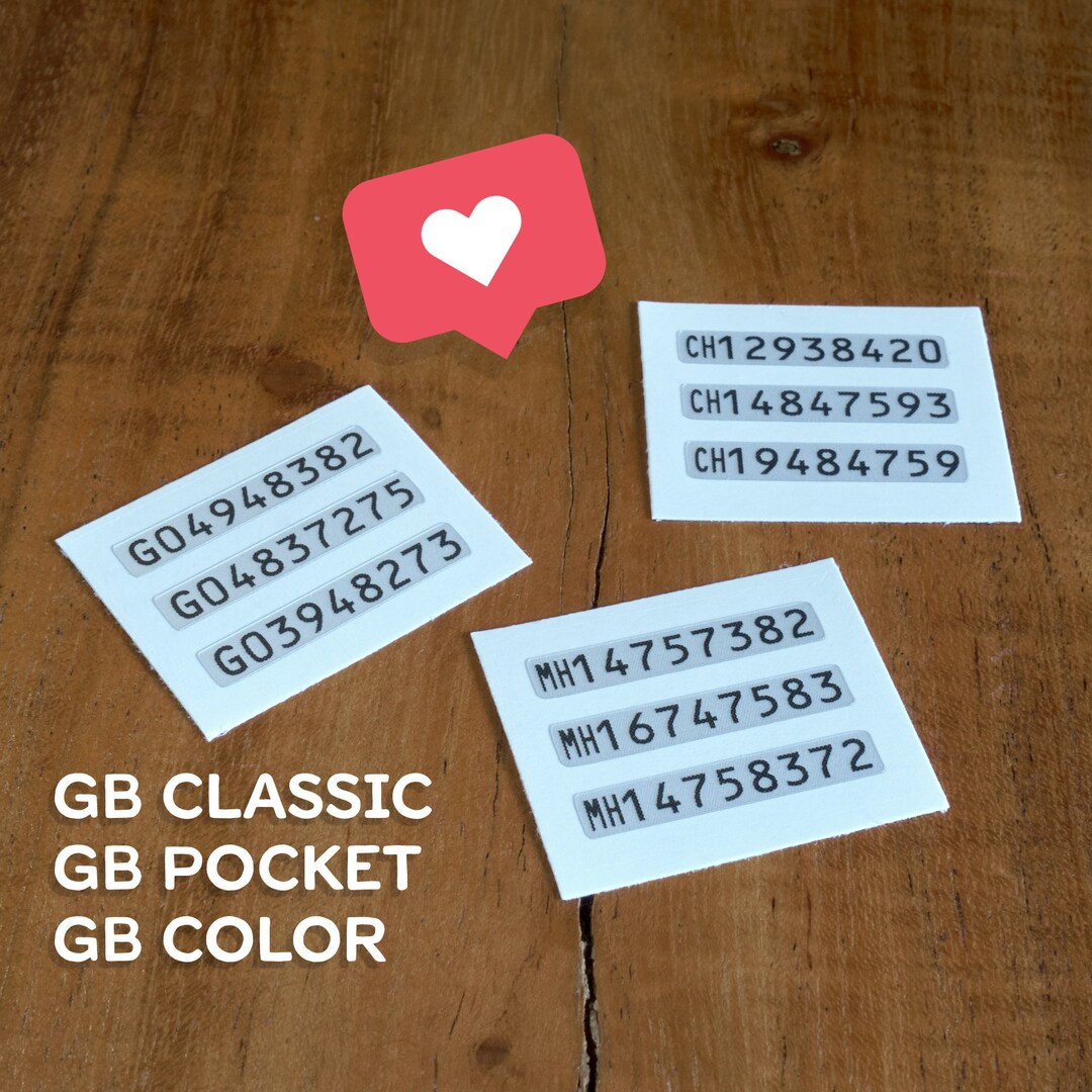 3 X Serial Numbers Gameboy replacement Etsy