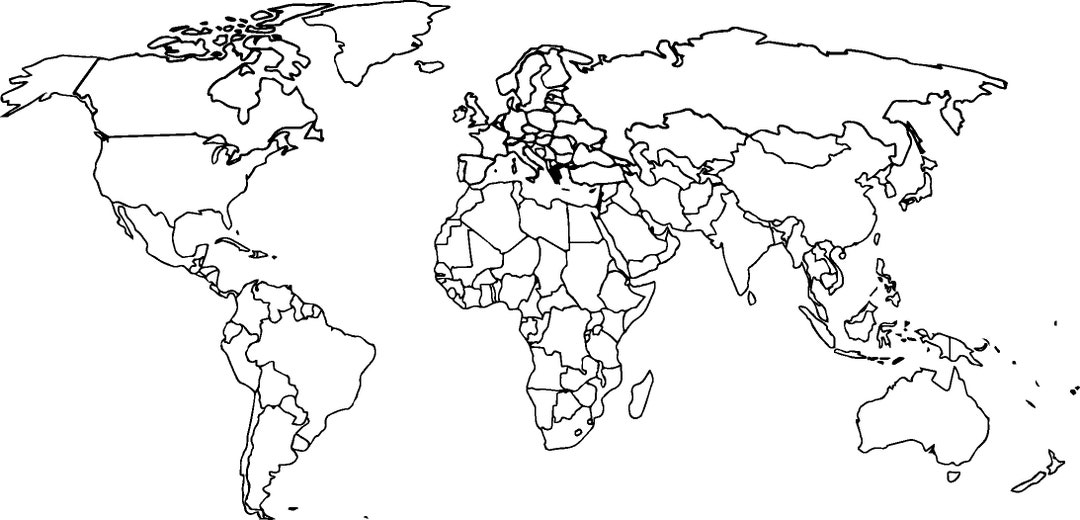 World Map Outline All 195 Countries SVG Vector Files for - Etsy