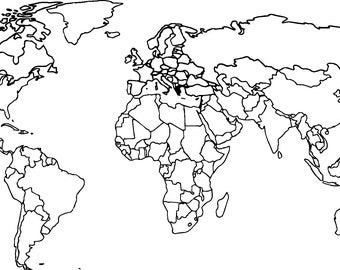 world map for coloring blank world map countries world map etsy