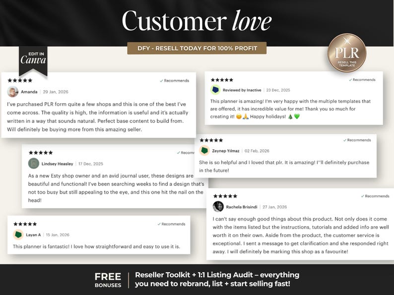5-star reviews for this hyperlinked digital planner