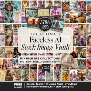 Faceless AI Stock Image Vault mit PLR, Stock Photo Mega Bundle mit Weiterverkaufsrechten, DFY Aesthetic Stock Bilder zum Verkauf auf Etsy, Stock Bilder